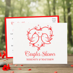 Invitation Carte Postale Amoureux Capricieux Bohème Coeur Rouge Douce-amour
