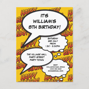 Invitation Carte Postale Amusants Anniversaire Discours Bande dessinée Bull