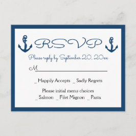 Invitation Carte Postale Ancre de plage Plage Marine Blue Nautique Mariage 