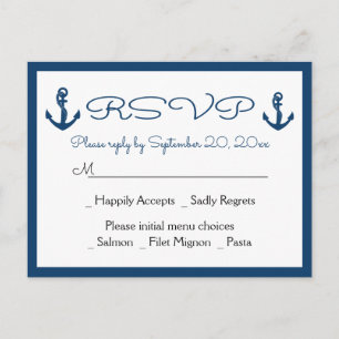 Invitation Carte Postale Ancre de plage Plage Marine Blue Nautique Mariage 