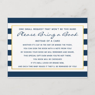 Invitation Carte Postale Ancre nautique Apportez un Baby shower de biblioth