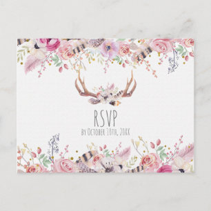 Invitation Carte Postale Andouillers chics RSVP l'épousant rustique de