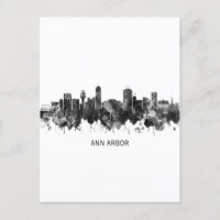 Ann Arbor Michigan Skyline BW