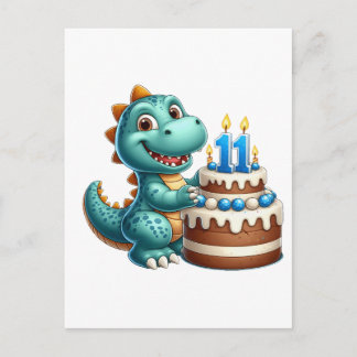 Invitation Carte Postale Anniversaire de Dino 11 ans