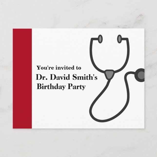 Invitation Carte Postale Anniversaire de docteur (Devant)