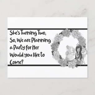 Invitation Carte Postale Anniversaire de la fille à deux ans