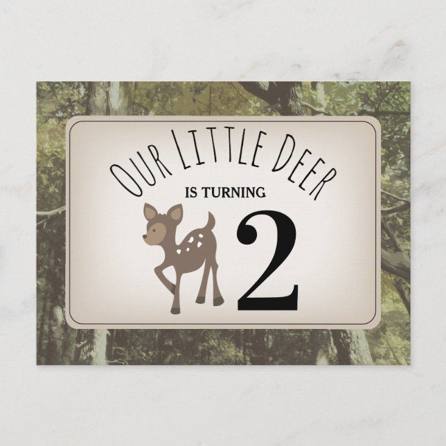Invitation Carte Postale Anniversaire des cerfs de Camouflage (Devant)