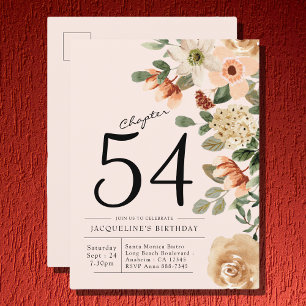 Invitation Carte Postale Anniversaire floral Vintage