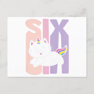 Invitation Carte Postale Anniversaire Licorne Chat Caticorne Mignon Enfants