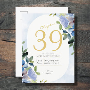 Invitation Carte Postale Anniversaire Pastel Blue Floral