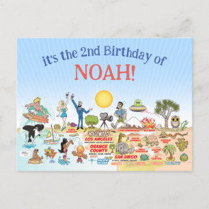 Invitation Carte Postale Anniversaire personnalisé SoCal