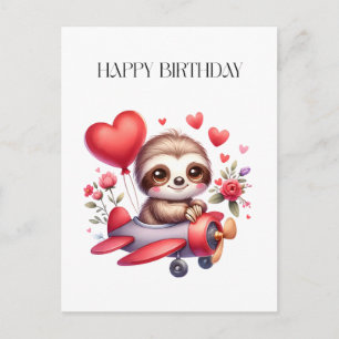 Invitation Carte Postale Anniversaire Pilote Paresseux