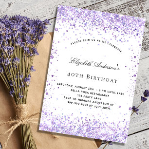 Invitation Carte Postale Anniversaire violet lavande parties scintillant sc