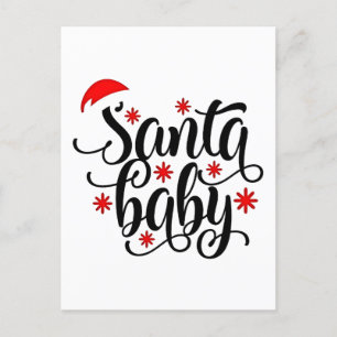 Invitation Carte Postale Annonce de grossesse pour Noël avec Santa Baby