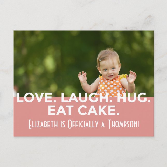 Invitation Carte Postale Annonces d'adoption rose brillant (Devant)