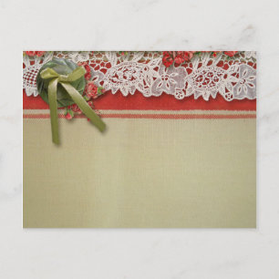 Invitation Carte Postale Antique Rose dentelle Rustique Rouge Victorien Bur