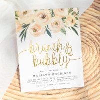 Appel doré Calligraphie Florale Brunch & Bubbly