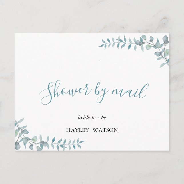 Invitation Carte Postale Aquarelle bleu clair simple par courrier (Devant)