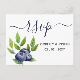 Invitation Carte Postale aquarelle bleuets mariage botanique bleu Rsvp