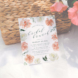 Invitation Carte Postale Aquarelle de corail Floral Bridal Brunch Douche