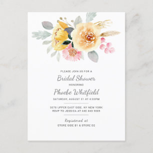 Invitation Carte Postale Aquarelle Fête des mariées Floral Moderne Botaniqu