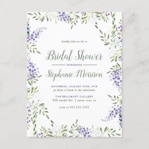 Invitation Carte Postale Aquarelle Fête des mariées florale de la structure