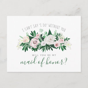 Invitation Carte Postale Aquarelle Floral Serez-vous ma femme d'honneur