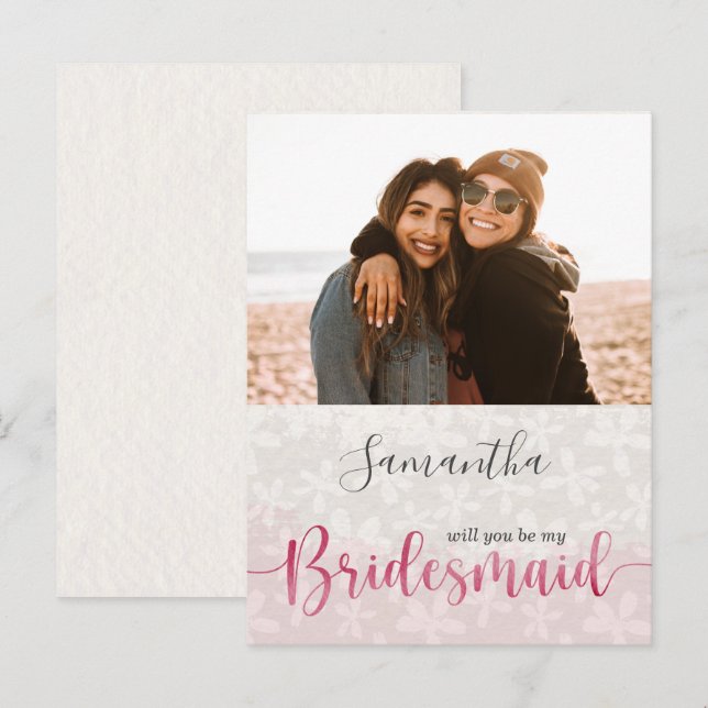 Invitation Carte Postale Aquarelle rose florale (Devant / Derrière)