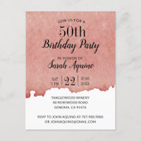 Aquarelle rustique 50e Anniversaire Thème Vin
