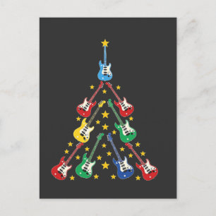 Invitation Carte Postale Arbre de Noël Guitare Électrique Amoureux de Musiq