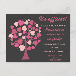 Invitation Carte Postale Arbre familial modifiable des coeurs Adoption Invi