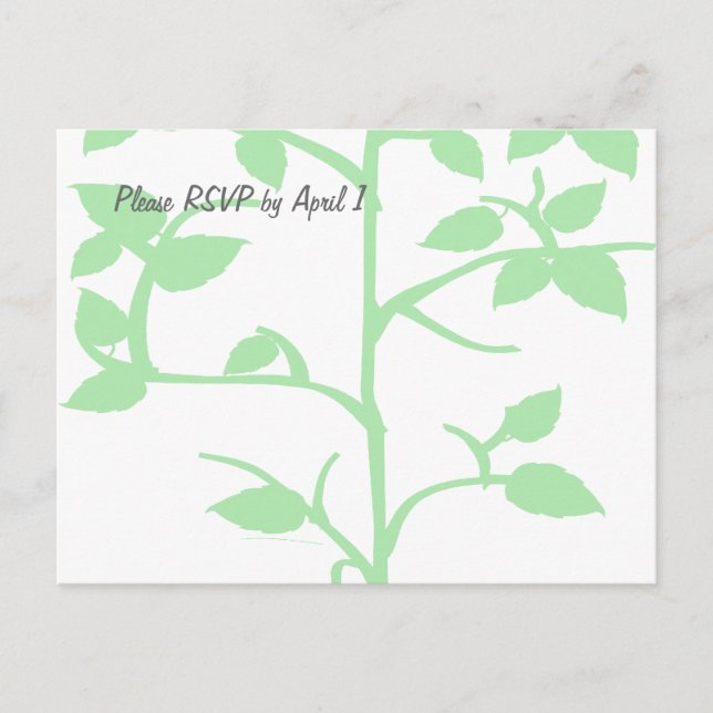 Invitation Carte Postale Arbre vert pâle RSVP (Devant)