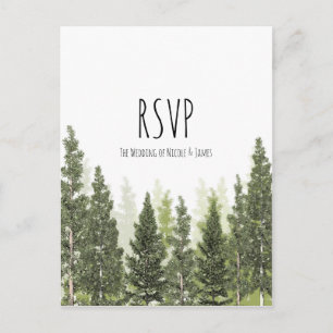 Invitation Carte Postale Arbres de pin rustiques Simple Mariage de campagne