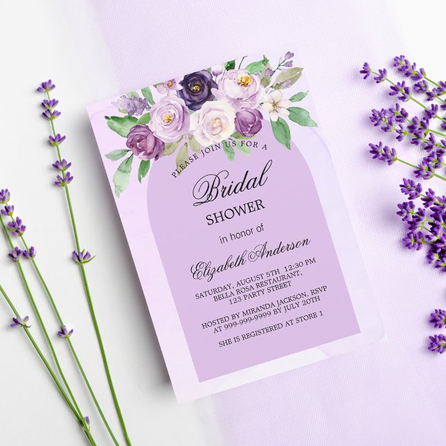Invitation Carte Postale Arc violet violet de la douche nuptiale (Créateur téléchargé)