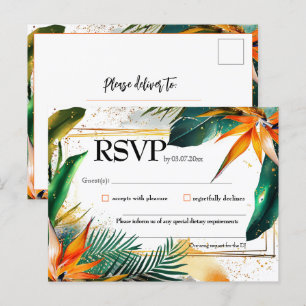 Invitation Carte Postale Avec la chanson, Birds of Paradise Bliss RSVP