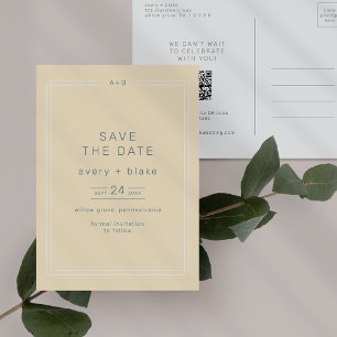 Invitation Carte Postale AVERY Simple Neutre Mariage Jaune Neutre Enregistr