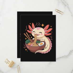 Invitation Carte Postale Axolotl Mignon Mange Nouilles Ramen