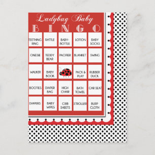Invitation Carte Postale Baby shower À petits pois Ladybug Bingo Card 5