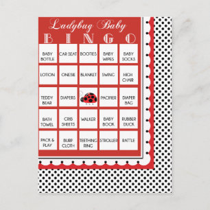 Invitation Carte Postale Baby shower À petits pois Ladybug Bingo Card 9