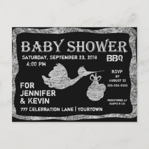 Invitation Carte Postale Baby shower BBQ Tableau