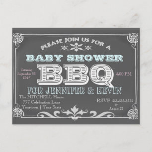 Invitation Carte Postale Baby shower BBQ Tableau