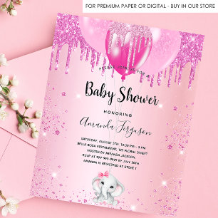 Invitation Carte Postale Baby shower bleu rose parties scintillant ballon é