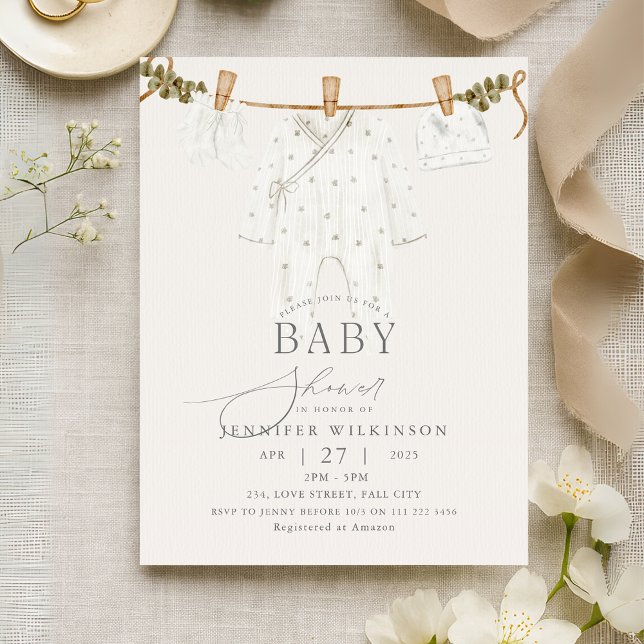 Invitation Carte Postale Baby shower Boho neutre du budget (Budget Neutral Boho Baby Shower Invitation Postcard)