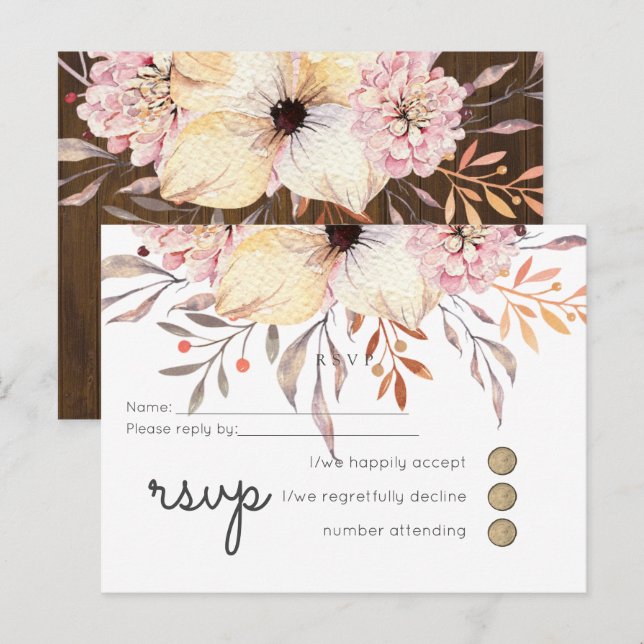 Invitation Carte Postale BABY SHOWER BUDGÉTAIRE Peach Rose Floral (Devant / Derrière)