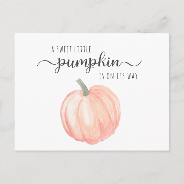 Invitation Carte Postale Baby shower d'aquarelle Citrouille (Devant)