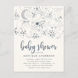 Invitation Carte Postale Baby shower de constellation étoilée céleste