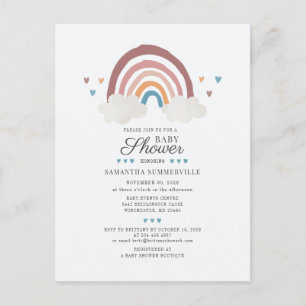 Invitation Carte Postale  Baby shower de script Rainbow Chic Boho Watercolo