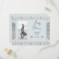 Baby shower en bois rustique et dentelle bleue