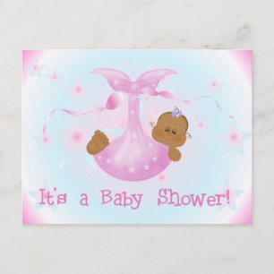 Invitation Carte Postale Baby shower féminin afro-américain