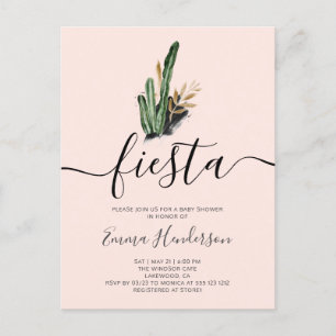 Invitation Carte Postale Baby shower Fiesta Cactus